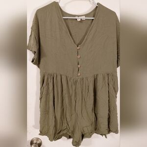 Roxy Olive Short Sleeve Romper